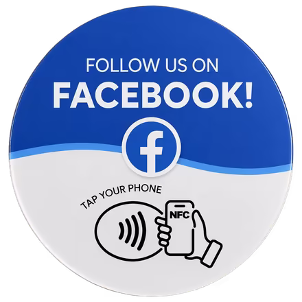 Placa NFC azul con el logo de Facebook